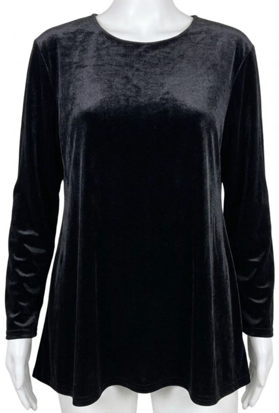 Vintage YETTS Top L Black Velvet Tunic Shoulder Pads Made in USA Witchy Whimsy